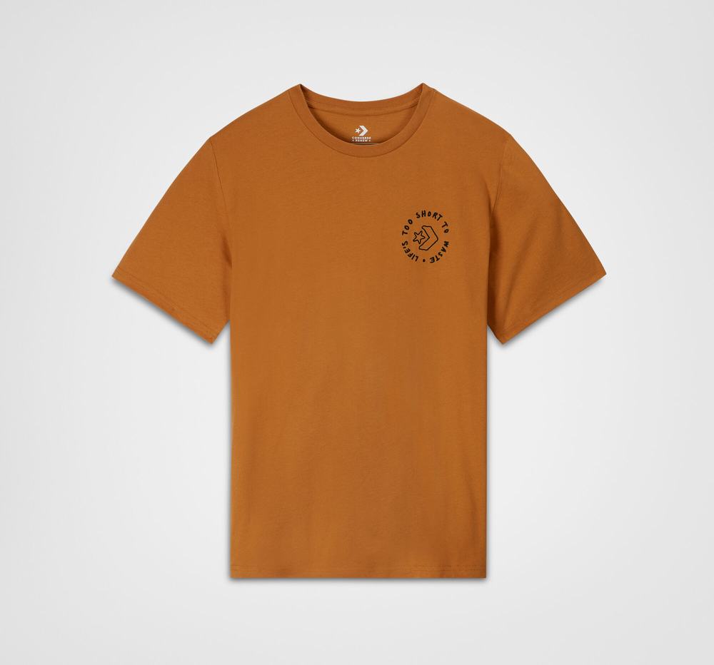 Camiseta Converse Life's Short Embroidered Homem Marrom 789254CVE